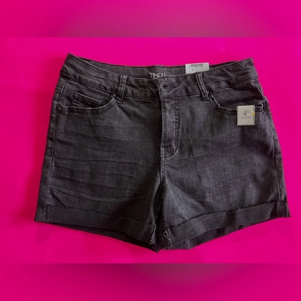 Time tru Core Short Relaxed Fit short black jeans size 8 Rayon Made in chine